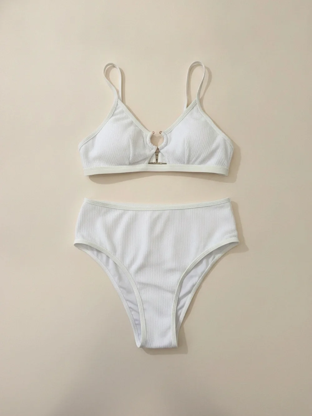SHEIN white bikini set with glitter look for bride bikini swimsuit M